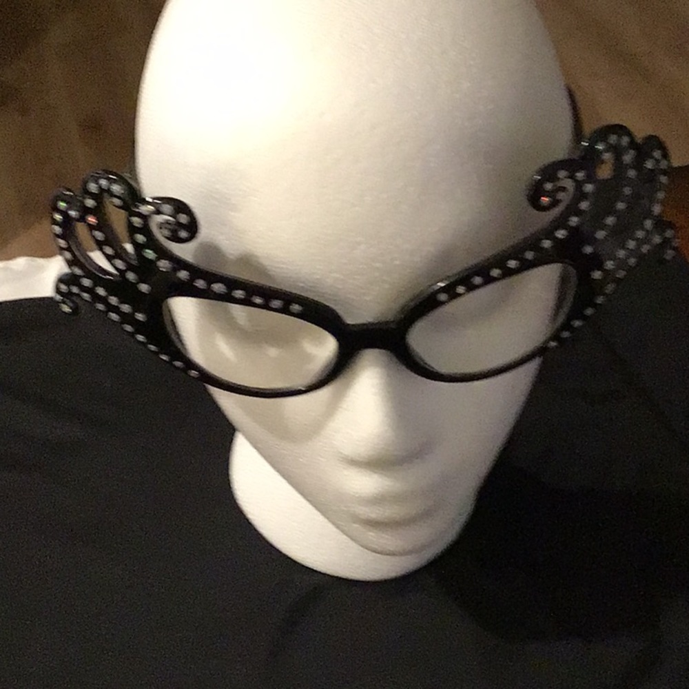 Costume eyeglasses black with rhinestones an official possum product preowned